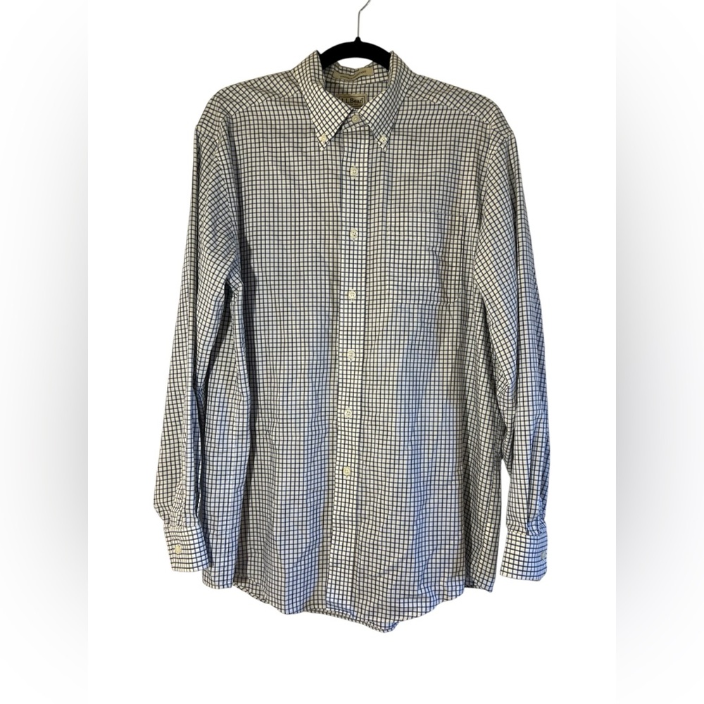 L.L. Bean Men's Blue and White Checkered Shirt